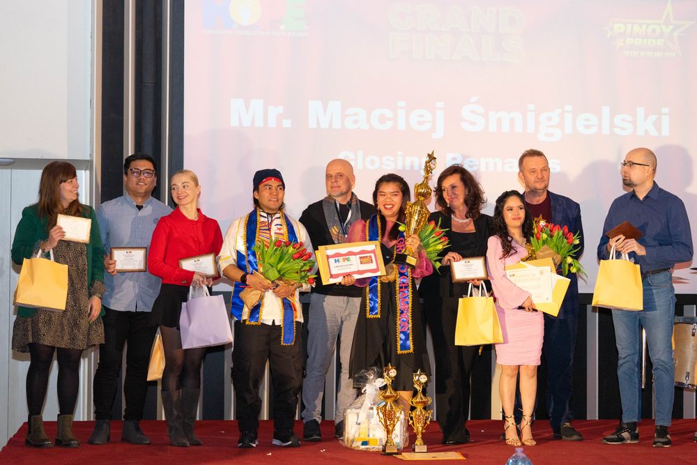 Winners on stage at the Pinoy Pride Talent in Poland Grand Finals